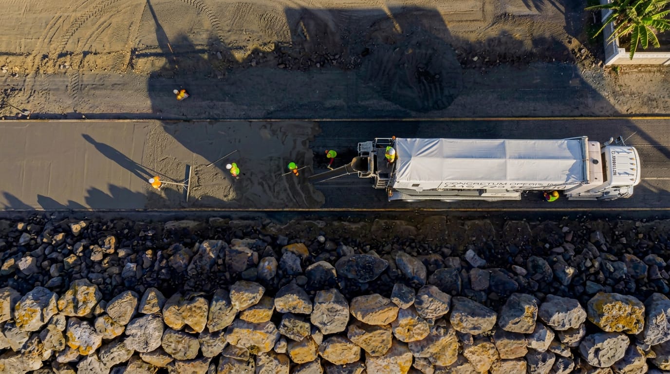 Multi-truck commercial concrete delivery